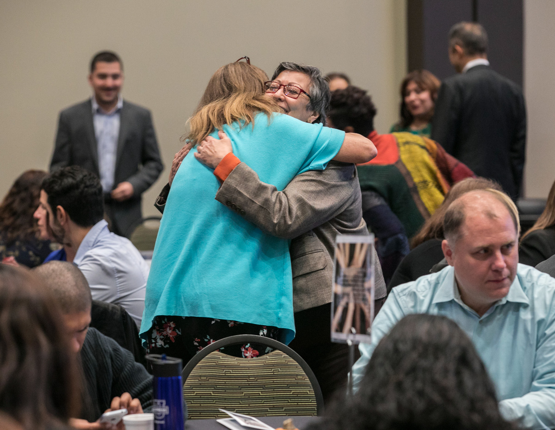 Members of the DePaul community reunite with friends as they gather for the annual Dolores Huerta Prayer Breakfast honoring the Latina activist. (DePaul University/Jamie Moncrief)